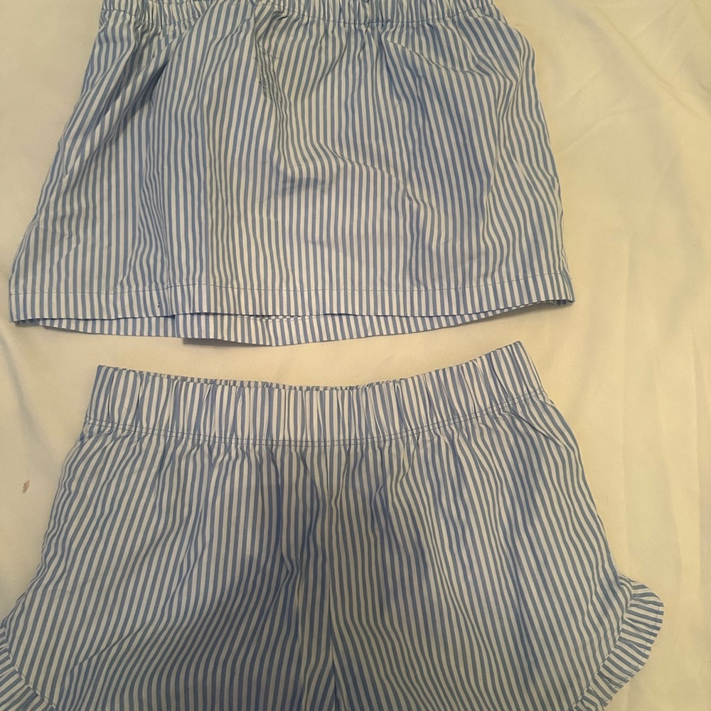 Blue and White Striped Pajama Set